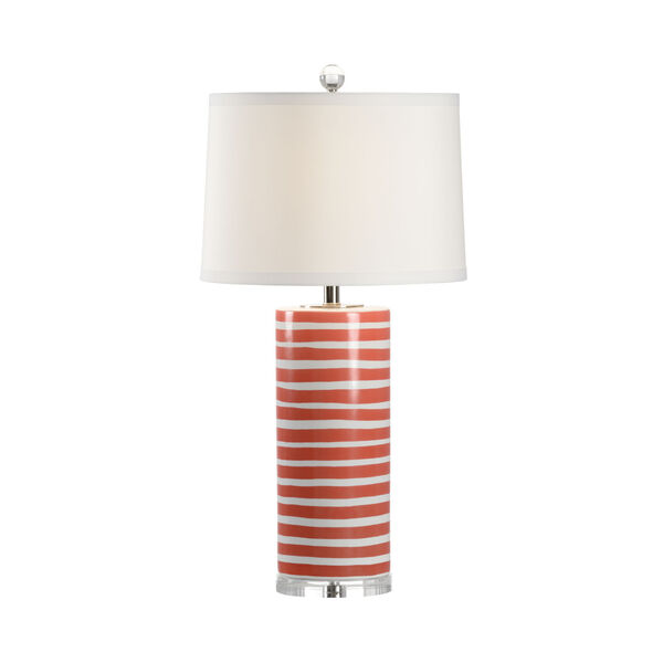 Orange and White Glaze One-Light Banded Table Lamp, image 1