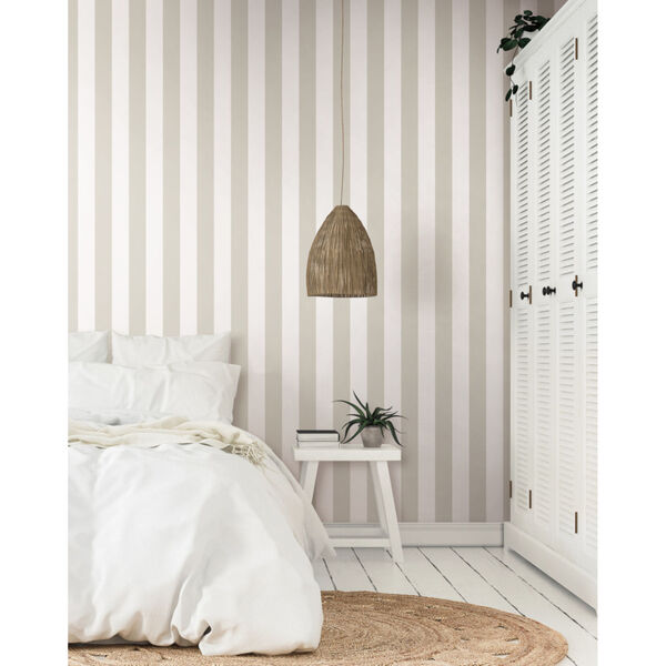 Waters Edge Cream Awning Stripe Pre Pasted Wallpaper, image 3