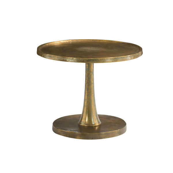 Freestanding Occasional Vintage Brass Cast Aluminum Chairside Table, image 2