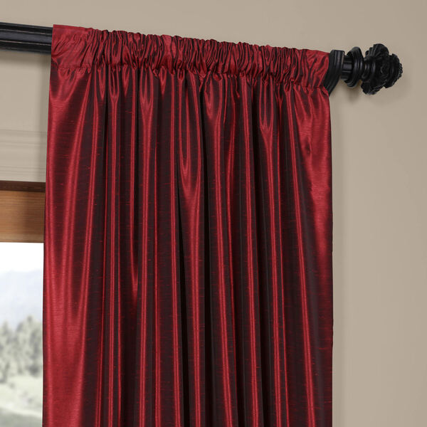 Ruby 84 x 50 In. Vintage Textured Faux Dupioni Silk Single Curtain Panel, image 3