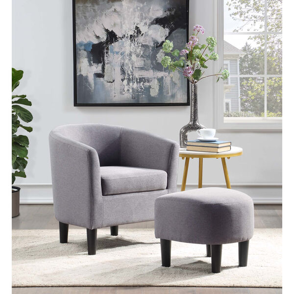 Take a Seat Cement Gray Linen Churchill Accent Chair with Ottoman, image 2