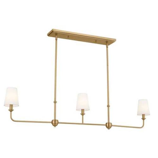 Pallas Brushed Natural Brass Three-Light Linear Chandelier, image 4