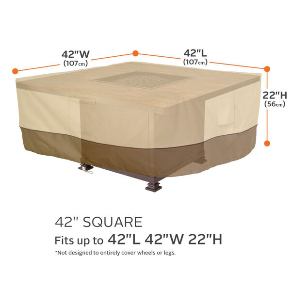 Ash Beige and Brown 42-Inch Square Fire Pit Table Cover, image 4