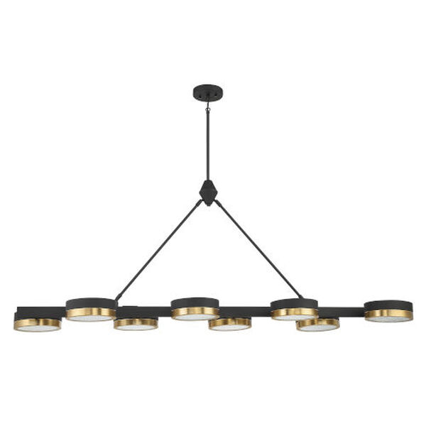 Ashor Matte Black and Warm Brass Eight-Light Integrated LED Chandelier, image 2