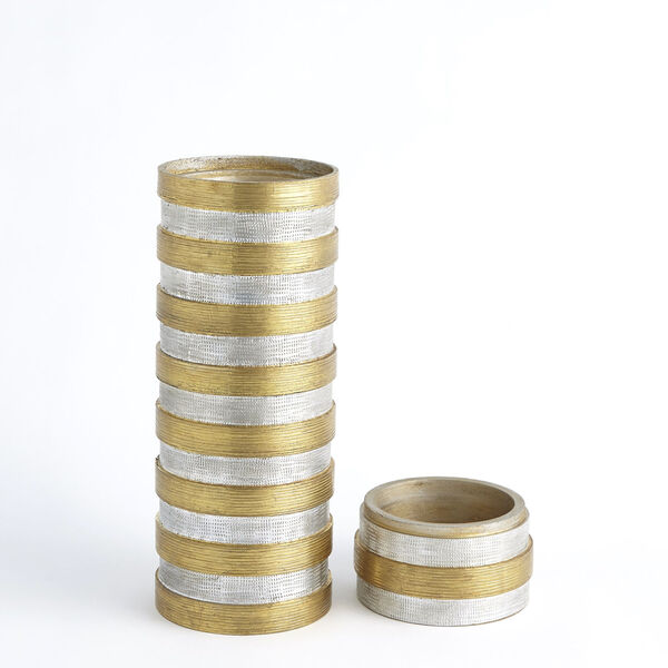 Nickel and Brass 6-Inch Metal Horizontal Stripe Box, image 4