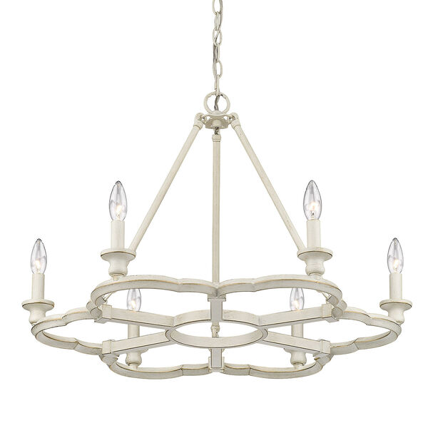 Saxon French White 27-Inch Six-Light Chandelier, image 1
