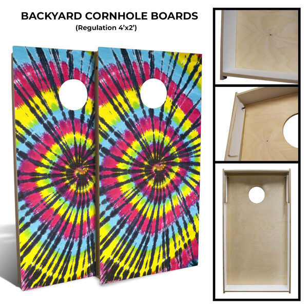 Tie-Dye Reverse Swirl Cornhole Board Set with 8 Bags, image 2