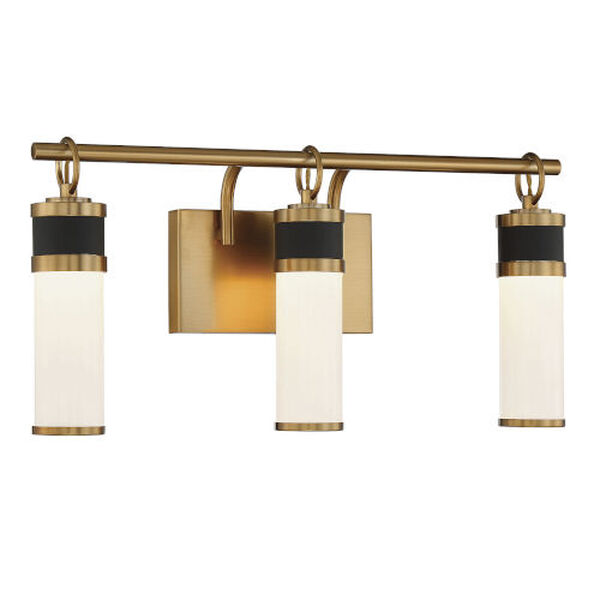 Abel Matte Black and Warm Brass Three-Light Integrated LED Bath Vanity, image 3