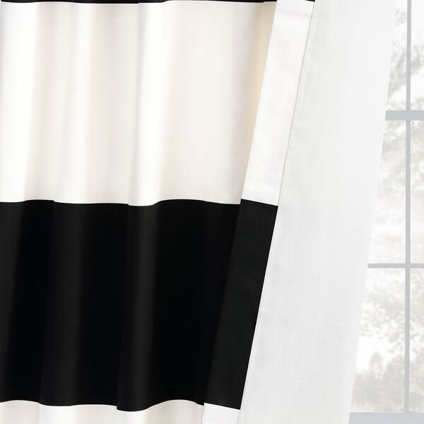Black and Off White Horizontal Stripe Single Curtain Panel 50 x 96, image 9