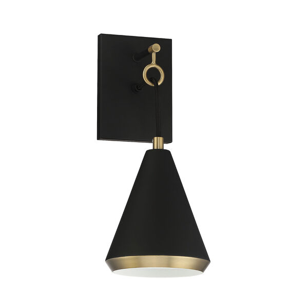 Chelsea Matte Black and Natural Brass One-Light Wall Sconce, image 2