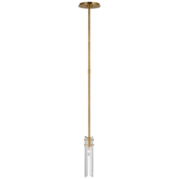 Casoria Petite Single Pendant in Hand-Rubbed Antique Brass with Clear Glass by AERIN, image 1