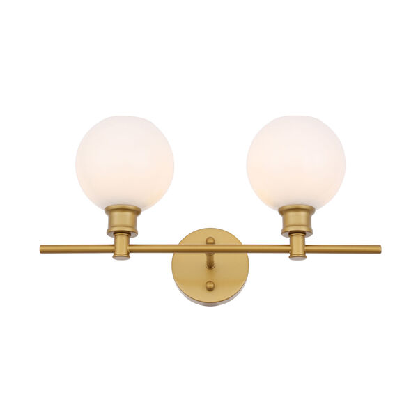 Collier Brass Two-Light Bath Vanity with Frosted White Glass, image 4
