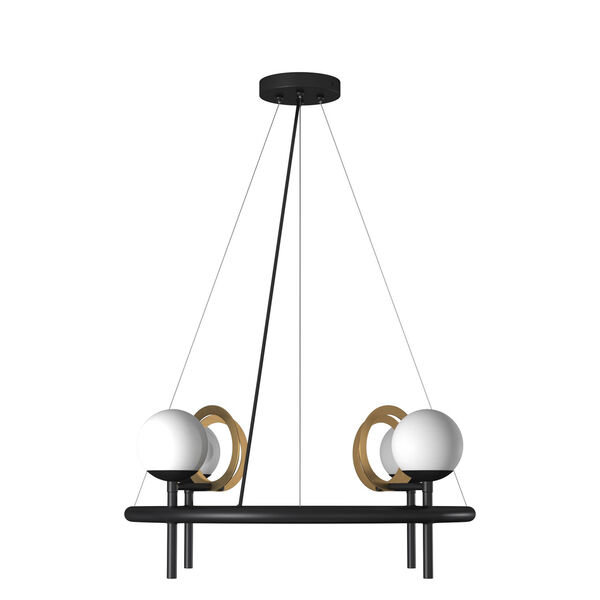 Fusion Matte Black and Brass Four-Light Chandelier, image 3