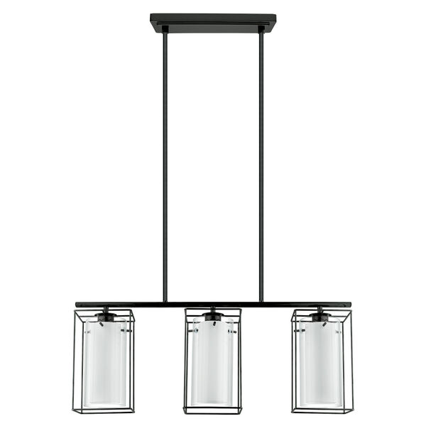 Loncino Structured Black Three-Light Mini Pendant with Clear Glass, image 1