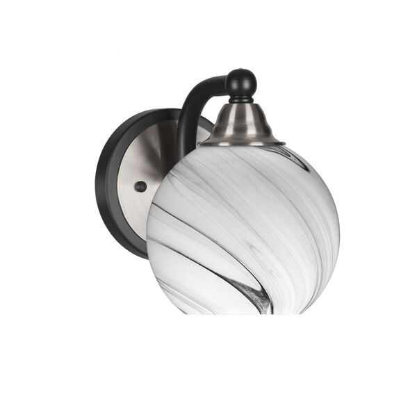 Paramount Matte Black and Brushed Nickel One-Light 7-Inch Wall Sconce with Onyx Swirl Glass, image 1