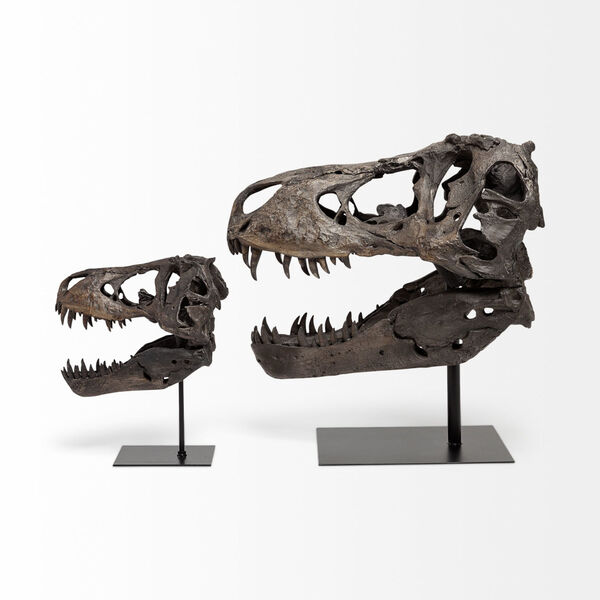 Lagrane Black Replica Dinosur Tyrannosaurus T-Rex Skull Figurine, image 6