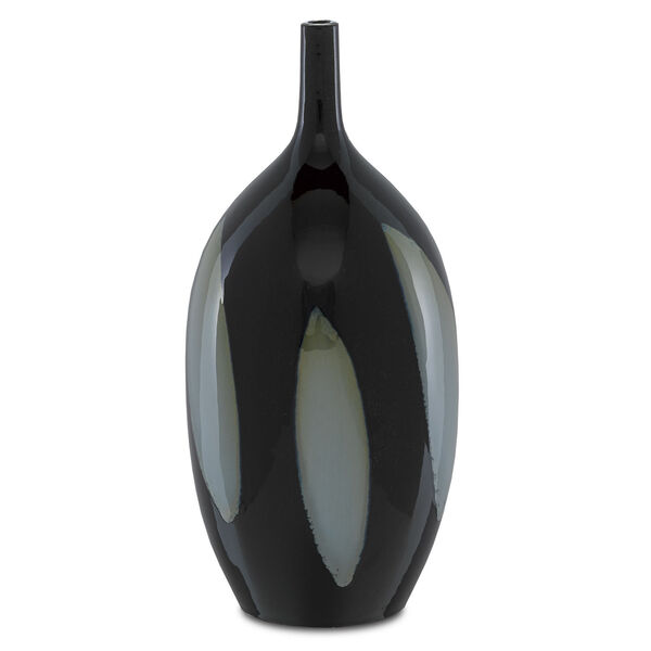 Let Us Twist Black Steel Blue Glass Vase, image 2