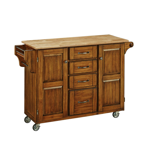 Create-a-Cart Warm Oak Finish with Wood Top, image 1