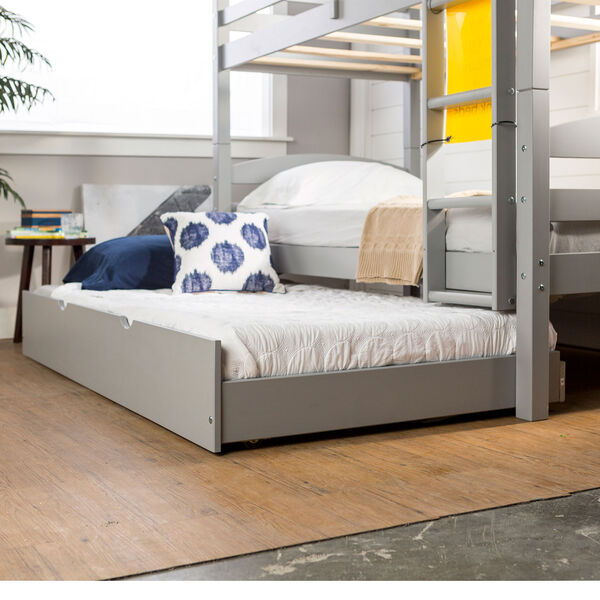 Solid Wood Twin Trundle Bed Only (bunk beds sold separately) - Grey, image 2