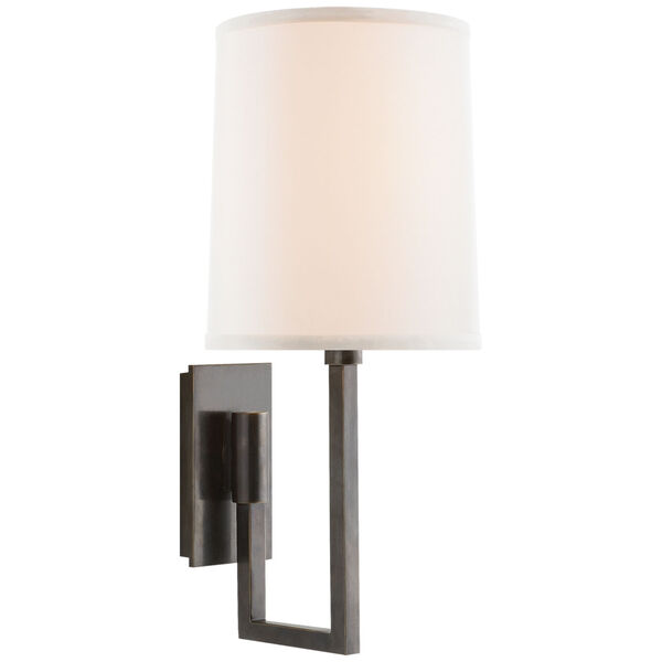 Aspect Library Sconce in Bronze with Ivory Linen Shade by Barbara Barry, image 1
