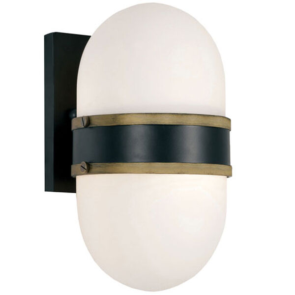Gordon Matte Black and Textured Gold One-Light Outdoor Wall Mount, image 1