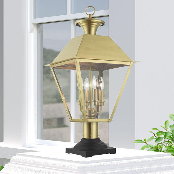 Wentworth Natural Brass Four-Light Outdoor Extra Large Lantern Post, image 2