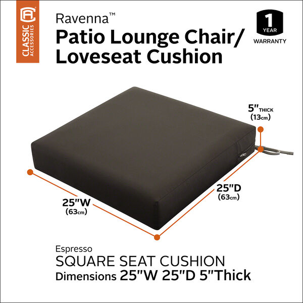Maple Espresso 25 In. x 25 In. Square Patio Seat Cushion, image 3