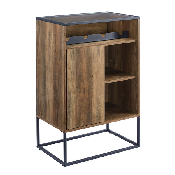 William Barnwood and Black Bar Cabinet with Glass Top, image 1