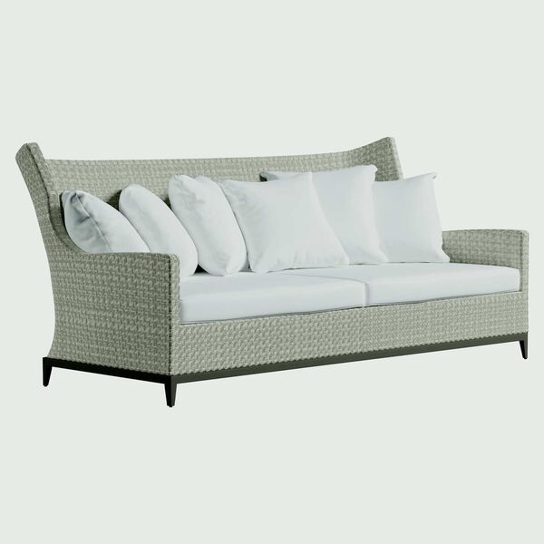 Captiva Pewter Gray and White Outdoor Sofa, image 1