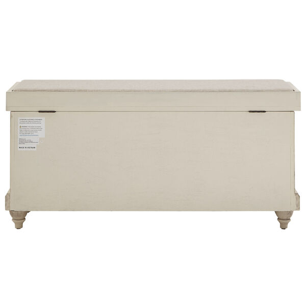 Potter White Storage Bench with Linen Seat Cushion, image 4