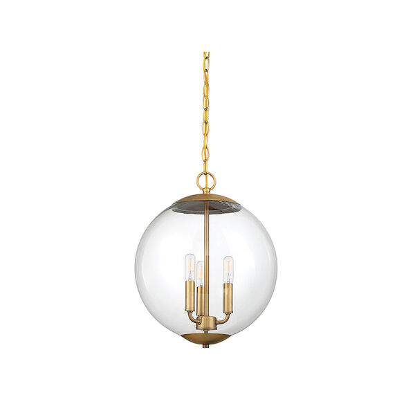 Whittier Natural Brass Three-Light Globe Pendant, image 5