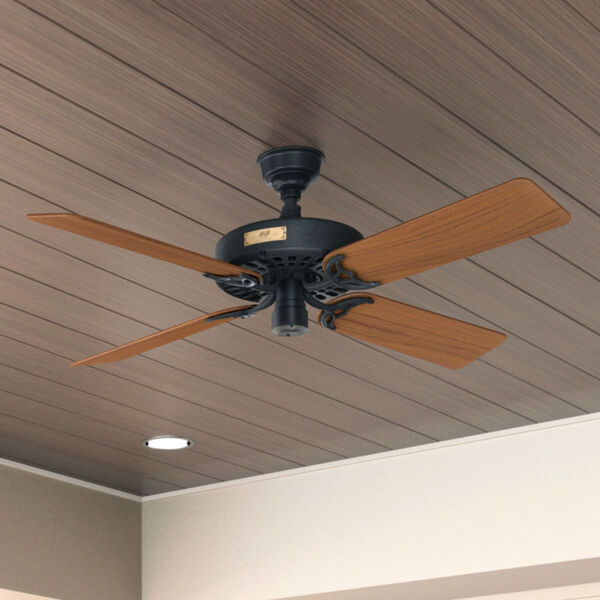 Original Black and Teak 52-Inch Adjustable Ceiling Fan, image 7