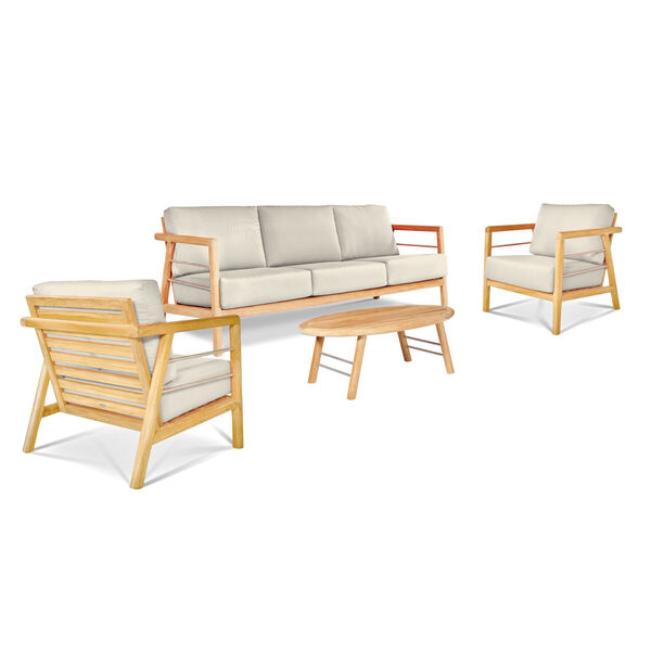 Aalto Natural Teak Deep Seating Four-Piece Outdoor Sofa Set with Sunbrella Cushion, image 1