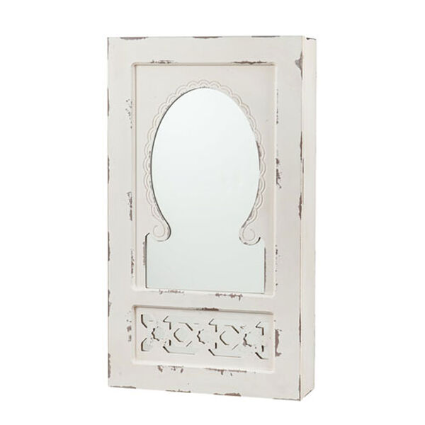 Grace Antique White Wall Mount Jewelry Mirror, image 1