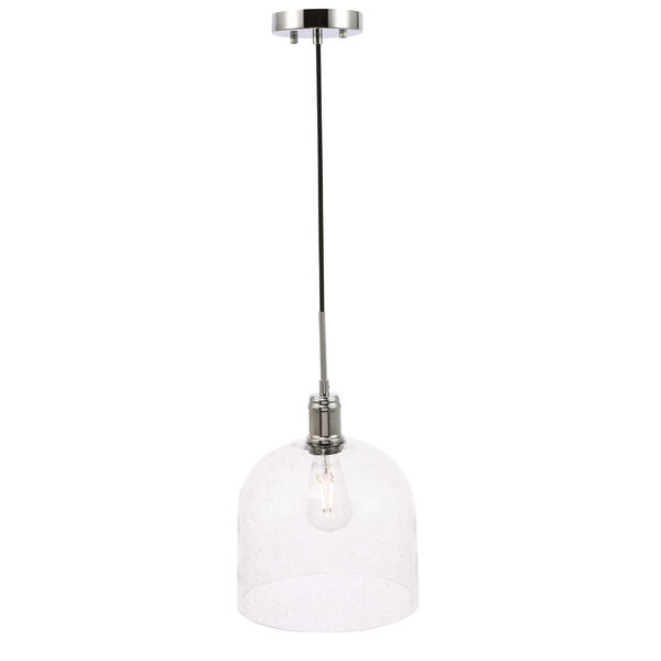 Gabe Chrome 10-Inch One-Light Pendant with Clear Seeded Glass, image 4