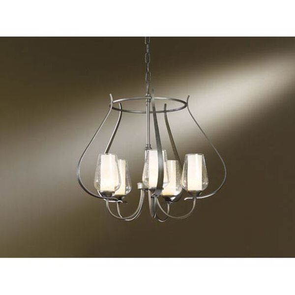 Flora Dark Smoke Five Light Chandelier with Seeded Clear Glass, image 1