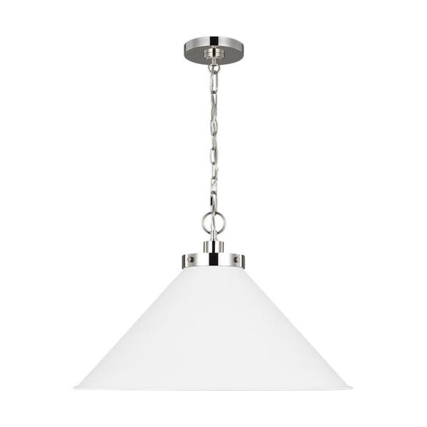 Wellfleet Matte White and Silver 24-Inch One-Light Pendant, image 2
