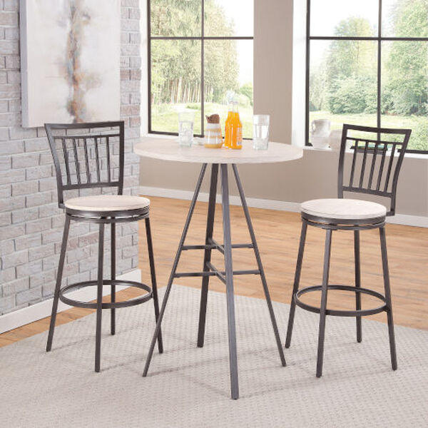 Jacey Gray and Whitewashed Wood Top Three-Piece Pub Height Table Set, image 1