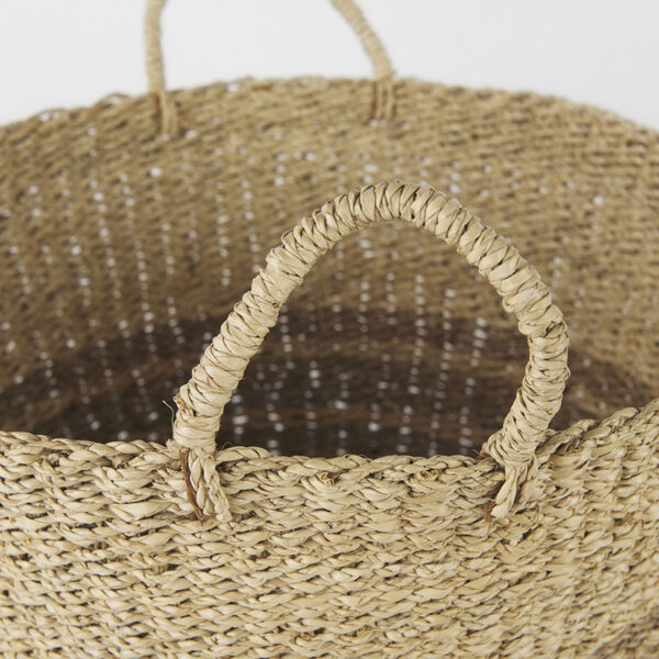 Vance Light Brown Round Basket with Handle, image 4