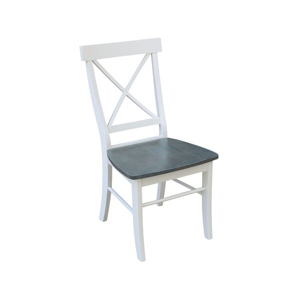 White and Heather Gray X-Back Chair with Solid Wood Seat, image 6