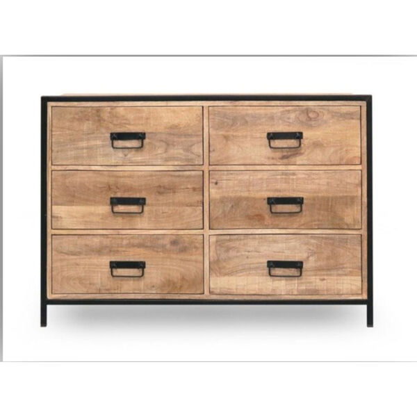 Outbound Natural and Black Six Drawer Chest, image 1
