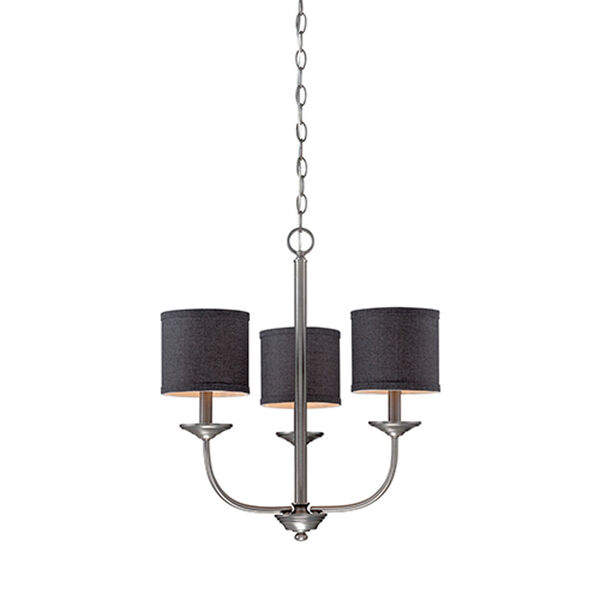 Jackson Brushed Pewter 21-Inch Three-Light Chandelier with Charcoal Shade, image 1