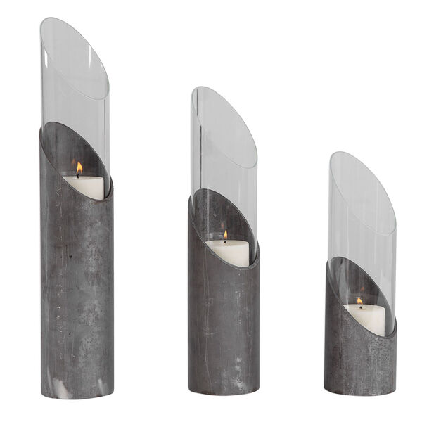 Karter Iron and Glass Candleholder, Set of Three, image 2