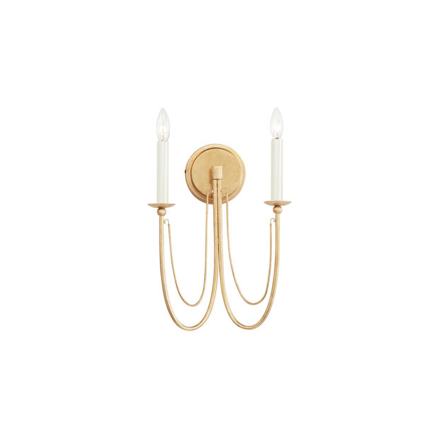 Plumette Gold Leaf Two-Light Wall Sconce, image 1