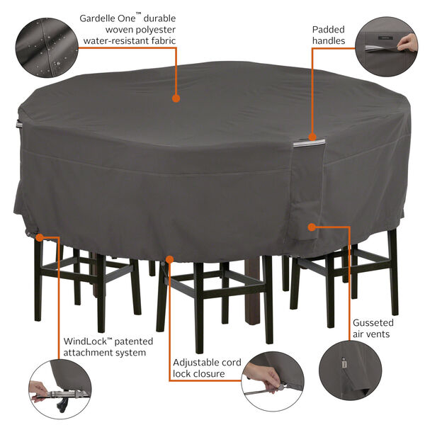 Maple Dark Taupe 70-Inch Tall Round Patio Table and Chair Set Cover, image 2
