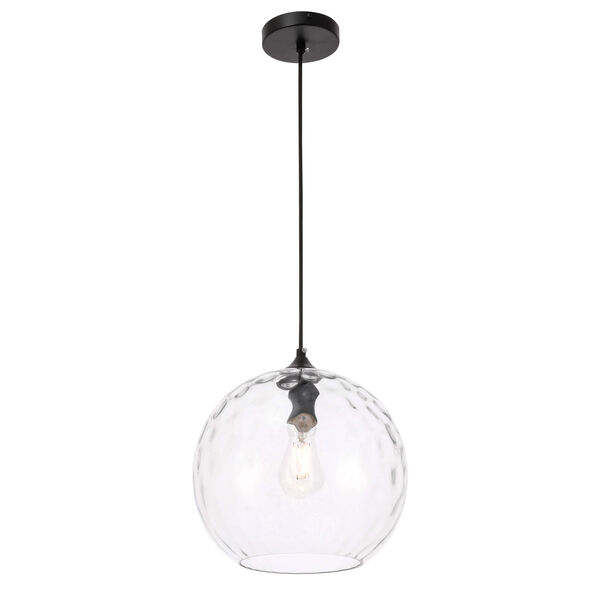 Gibson Black 12-Inch One-Light Pendant with Clear Glass, image 4
