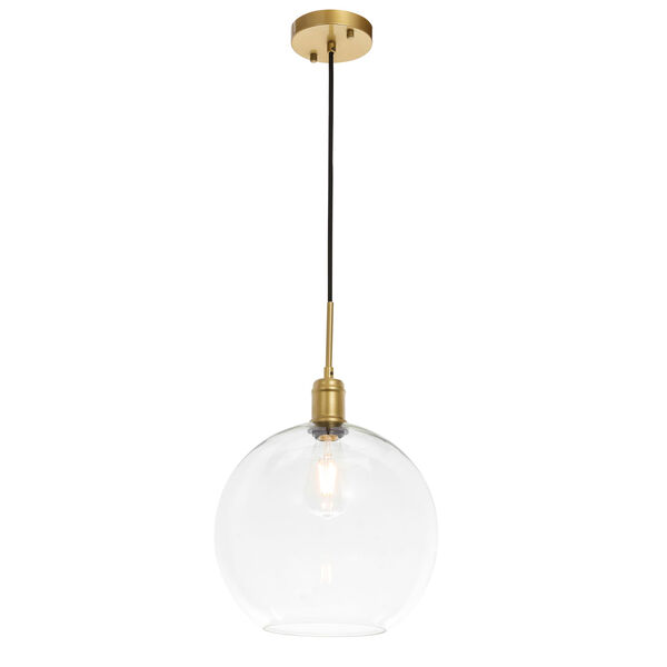 Emett Brass 13-Inch One-Light Pendant with Clear Glass, image 6