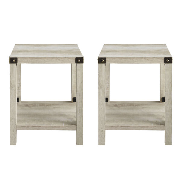 White Oak Metal-X Side Table with Lower Shelf, Set of Two, image 4