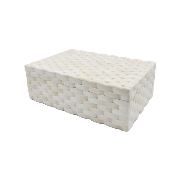 Natural Bone 12-Inch Basketweave Decorative Box, image 4