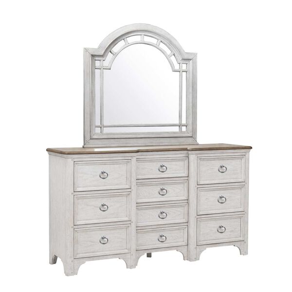 Glendale Estates White Transom Top Dresser Mirror, image 6